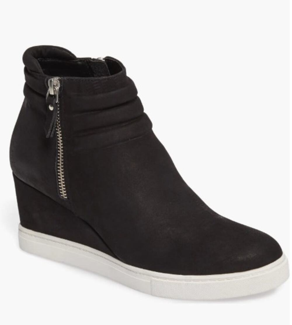 Linea Paolo Frieda Black Leather Platform Wedge Bootie Sneakers - Size 10